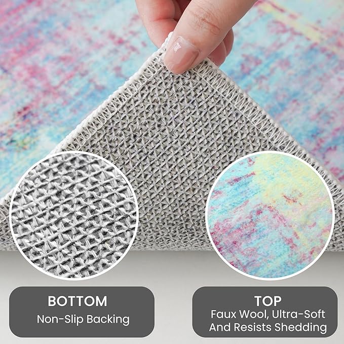 IOHOUZE Abstract Runner Rug 2x12 Ft Washable Runners - Image 4
