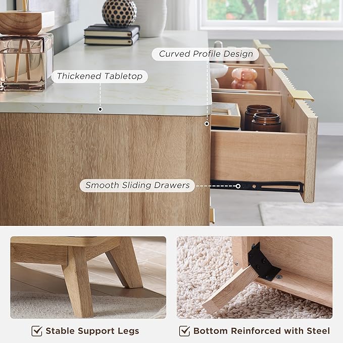 T4TREAM Fluted 9 Drawer Dresser, Modern Chest of Drawers - Image 6