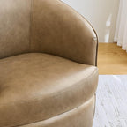 CHITA Genuine Leather Swivel Barrel Chair, Modern Comfy FSC Certified - Image 4