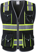 JKSafety 10 Pockets Hi-Vis Neon Color Frontal Zipper Mesh Safety Vest by JKSafety