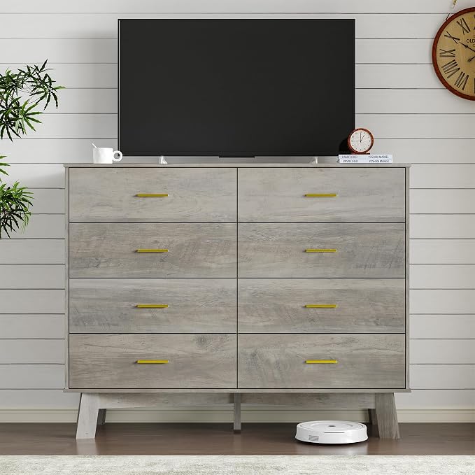 Dresser for Bedroom with 8-Drawer, X-Shape Base & Adjustable Center Leg - Image 5