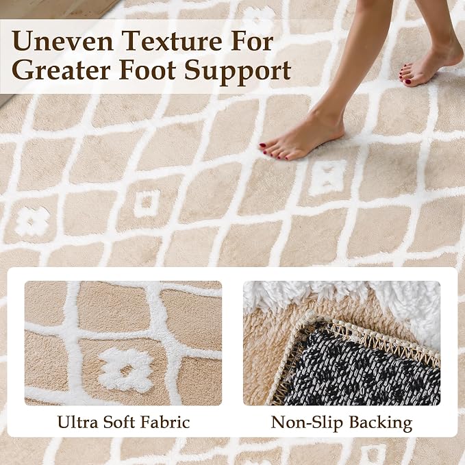 Beige 8x10 Area Rug Moroccan Shag Living Room Washable Carpet Soft Non Shedding - Image 2