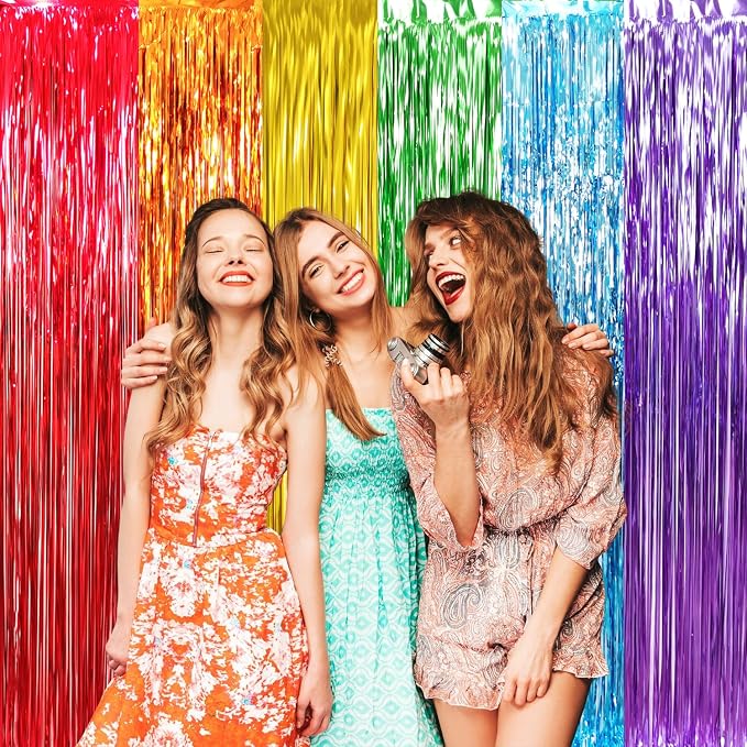 GOER 6.5 ft x 8.2 ft Metallic Tinsel Foil Fringe Curtains, Graduation - Image 5