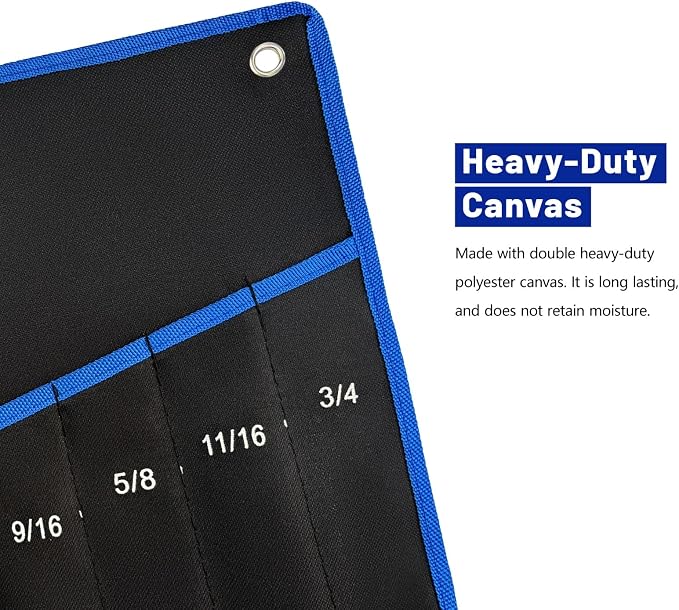 3-Pieces Roll Up Wrench Pouch Metric & SAE, Heavy Duty Canvas Tool Wrench - Image 4