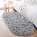 Noahas Fluffy Grey Rugs for Bedroom Living Room, 2.6'X5.3' Oval Throw Rug for by ModernHomeDecor