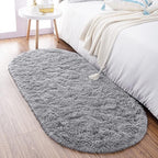 Noahas Fluffy Grey Rugs for Bedroom Living Room, 2.6'X5.3' Oval Throw Rug for by ModernHomeDecor
