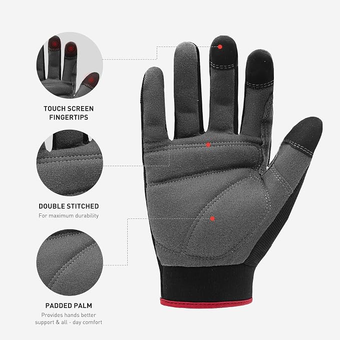 HANDLANDY Work Gloves for Men & Women, Utility Mechanic Working Gloves Touch - Image 3