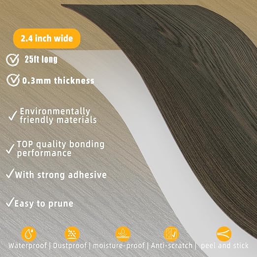 GSCIT Club Black Walnut Wallpaper, 2.4 inch X 25ft Self Adhesive Wood Grain - Image 2