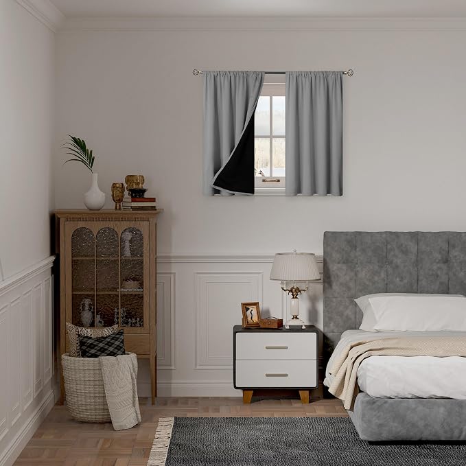 BGment 100% Blackout Curtains for Bedroom 54 Inch Length 2 Panels, Thermal - Image 2