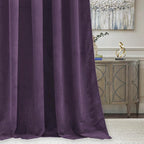 RYB HOME Purple Velvet Curtains 102 inches, Back Tab Soft Fabric Room Darkening - Image 5