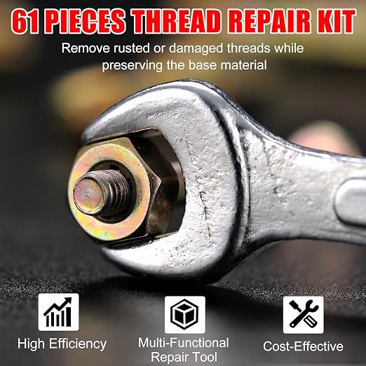 MAXMAN 61Pcs Thread Chaser Set, Thread Restorer Kit & Rethread Repair Tool - Image 2