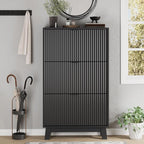 Shoe Cabinet with 3 Flip Drawers, Hidden Slim Wooden Shoe Rack Cabinet - Image 7