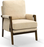 Beige Accent Chair for Bedroom & Living Room, Mid Century Modern Accent Arm - Image 7