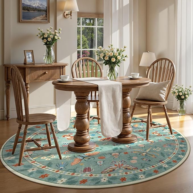 Lahome Insect Washable Round Area Rug, Soft Round Rugs 6ft Ultra-Thin Non-Slip - Image 3
