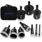 ASNOMY 10PCS Diamond Hole Saw Set, 1/4"-2" Inch Serrated Brazing Tile Hole Saw by ASNOMY