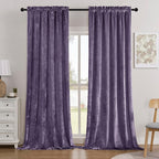 SMILETIME Lilac Purple Crushed Velvet Curtains 52x96inch Rod Pocket Luxurious by SMILETIME