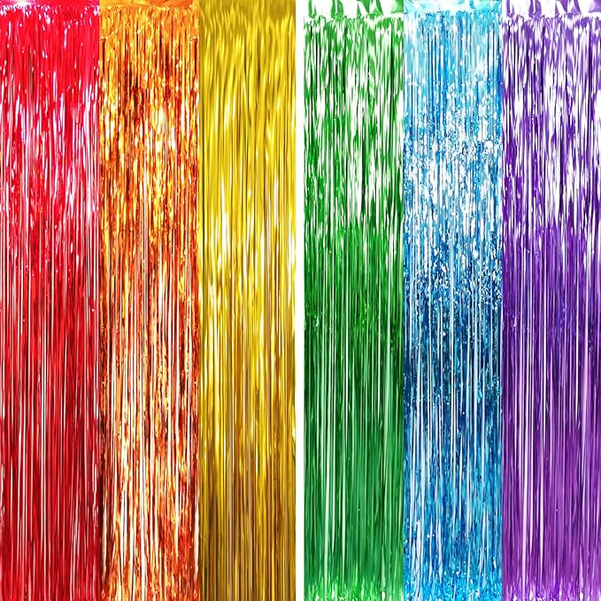 GOER 6.5 ft x 8.2 ft Metallic Tinsel Foil Fringe Curtains, Graduation by GOER