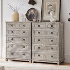 6 Drawer Dressers & Chest of Drawers, Farmhouse Vintage Oak Dresser - Image 5
