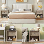 Farmhouse Night Stand Set of 2, Wood Large Side Tables End Table, 22.6" Wide - Image 5
