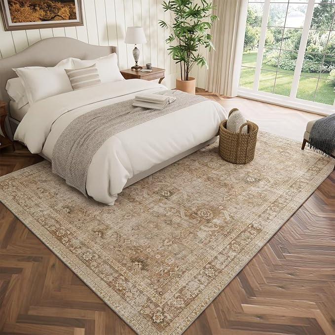 Washable 5x7 Area Rugs for Living Room, Boho Non-Slip Vintage Distress Rugs for - Image 2