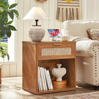 LEYAOYAO Rattan Dresser and Nightstand Set of 2, Boho Wood Dresser - Image 7