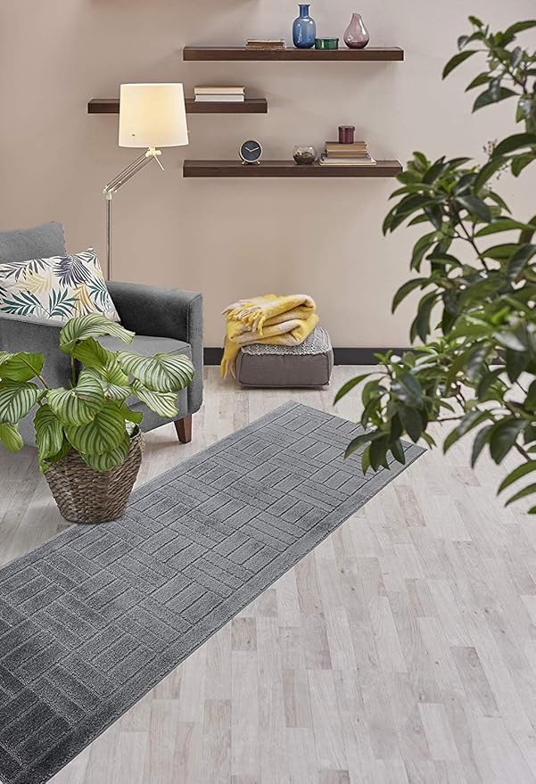 Custom Length Hallway Runner Rug, Slip Resistant, Bricks Anthracite, 26 Inch X - Image 5