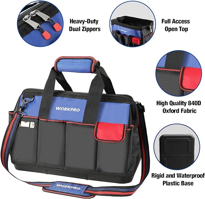 WORKPRO Tool Bag, 18 Inch Tool Bag - Image 3
