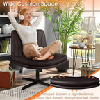 PUKAMI Criss Cross Legged Office Chair, Armless Office Desk Chair No Wheels - Image 3