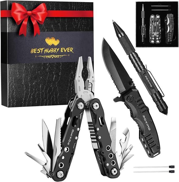 Men Gifts for Hubby from Wife, Pocket Knife, Tactical Pen, Stocking Stuffers by POXIMOATools