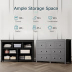 7 Drawer Dresser for Bedroom, Farmhouse Wood Chest of Drawers, Wide TV Stand - Image 4