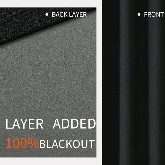 Joydeco Blackout Curtains 72 Inches Long 2 Panels Burg, Room Darkening Curtains - Image 3