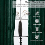 SMILETIME Forest Green Crushed Velvet Curtains 52x108 inch Luxurious Thermal - Image 4