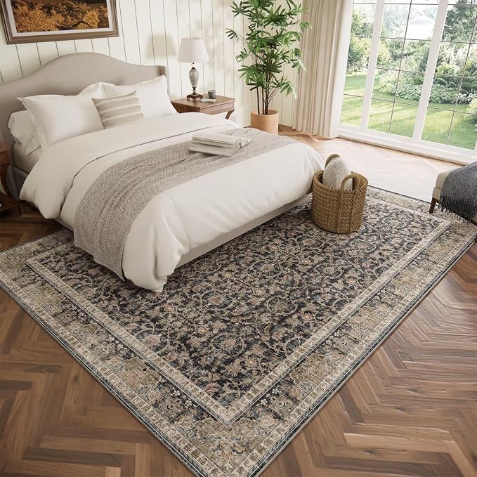 Washable 5x7 Area Rugs for Living Room, Boho Non-Slip Vintage Distress Rugs for - Image 2