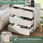 White Nightstand Set of 2 with Charging Station, 23.2" Wide Wood Night Stand - Image 5