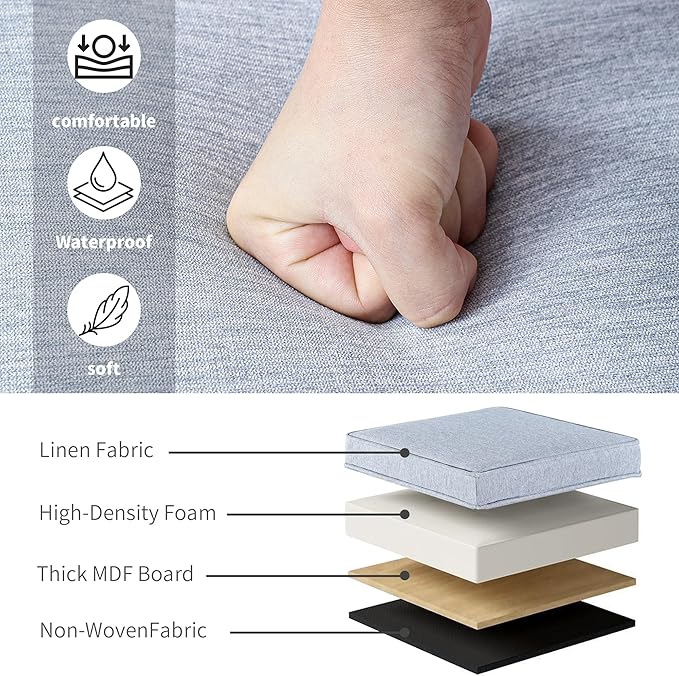 Adeco 17.5" Square Fabric Ottoman - Image 6