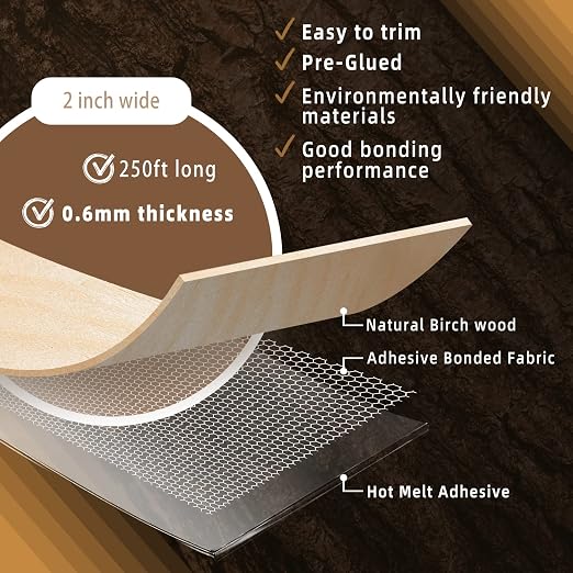 GSCIT Club Birch Edge Banding, 2 inch x 250ft roll of Veneer Edge Banding - Image 2