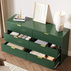 Green 6 Drawer Dresser for Bedroom, Fluted Wood TV Stand for Living Room - Image 4