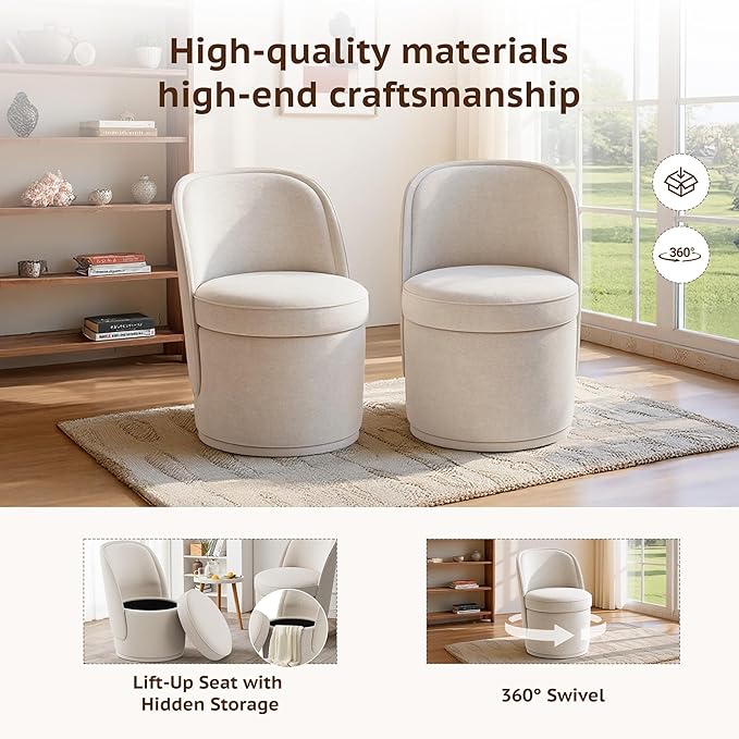 Swivel Accent Chair Set of 2, 360° Swivel Round Chair - Image 4