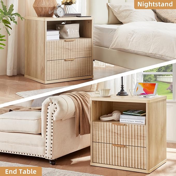 LEYAOYAO Fluted Farmhouse Nightstand Set of 2 - Image 9