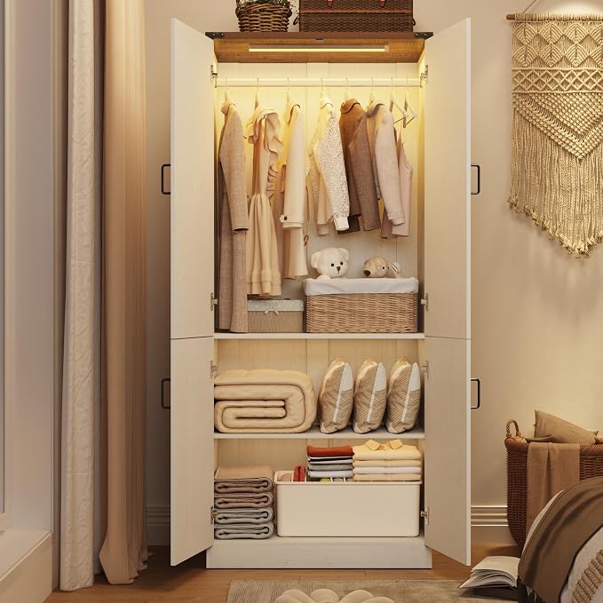 75" Tall Farmhouse 2 Doors Armoire Wardrobe Closet - Image 4