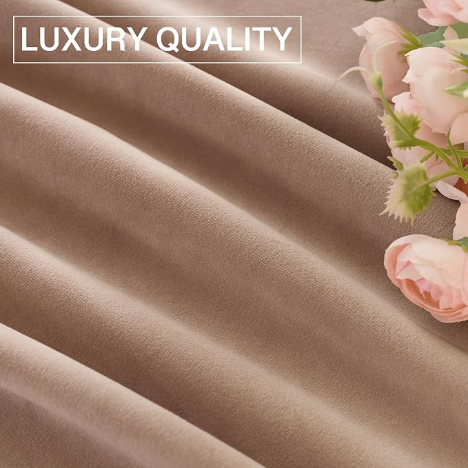 StangH Velvet Doorway Curtains for Nursery Bedroom Blush Beige Rod Pocket - Image 8