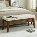 43.5'' Linen Bedroom Bench, Upholstered End of Bed Bench by WUTUTUEE