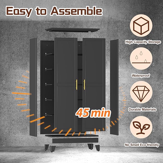 75" Metal Kitchen Pantry Cabinet, Cabinet - Image 6