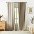 Vision Home Sand Linen Full Blackout Curtains 84 inch Length by VisionHome