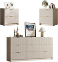 3-Piece Dresser Bedroom Set, 9 Drawer Dresser & 2 Drawer Nightstands by MAISONARIA