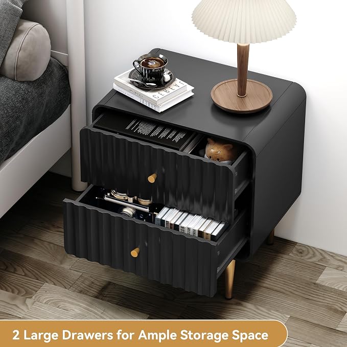 HLR Modern Nightstand, Fluted Bed Side Table - Image 6