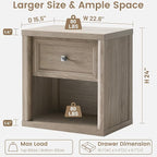 Farmhouse Night Stand Set of 2, Wood Large Side Tables End Table, 22.6" Wide - Image 2