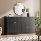 Black 7 Drawer Dresser for Bedroom, 55.9" Wide Modern Fluted Dresser - Image 6