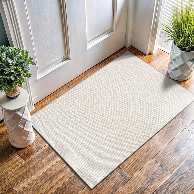 Easy Jute Door Mat 2x3 Indoor Outdoor Natural Rugs Solid Fiber Rug Woven Area by LenaRug