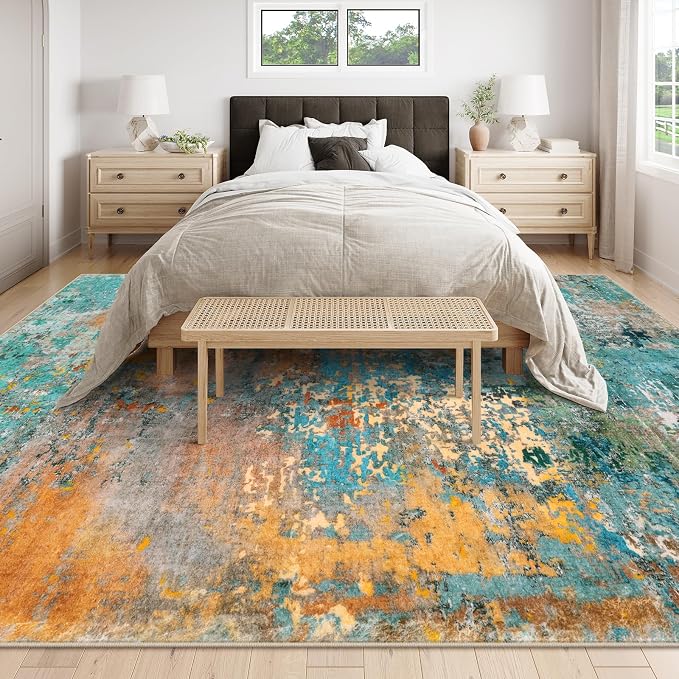 Lahome Modern Abstract Area Rugs 9x12 Living Room Rug, Washable Rugs - Image 2